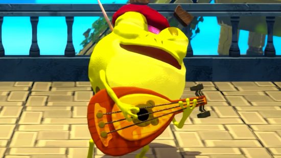 Dungeon Golf comes from former GTA and RDR developer - A cartoon frog plays a lute and sings.